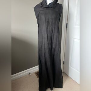 Elegant Black 100% Linen Sleeveless Dress